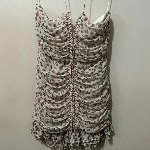 ZARA METALLIC THREAD DRAPED PRINT DRESS M - Picture 5 of 9